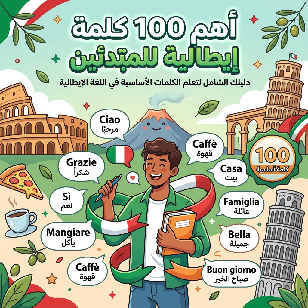 أهم 100 كلمة إيطالية تستخدم يوميًا للمبتدئين